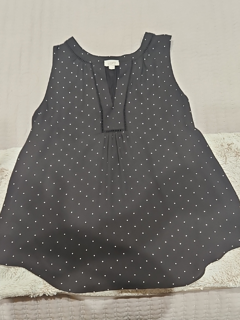 LOFT Black Polka Dot Sleeveless Camisole
